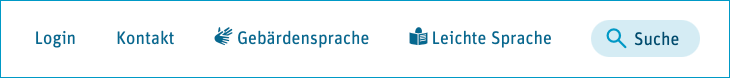Bild der Metanavigation oberhalb der Hauptnavigation: Login, Kontakt, Gebärdensprache, Leichte Sprache und Suchfunktion